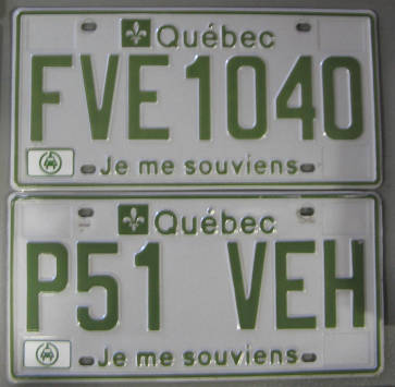 [Quebec Green Vehicle license plates]