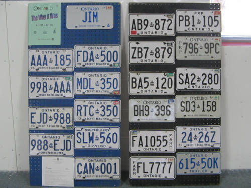 [Ontario license plate display]