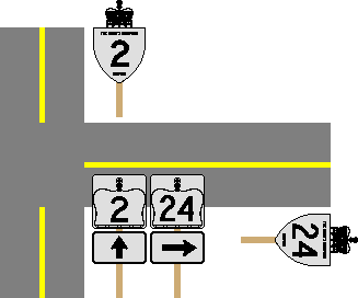 [Ontario highway signage diagram]