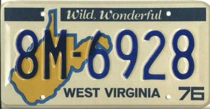 [West Virginia license plate 8M-6928]