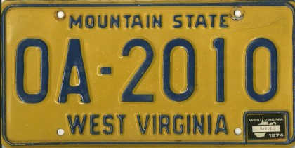 [West Virginia license plate OA-2010]