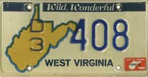 West Virginia license plate D/3 408